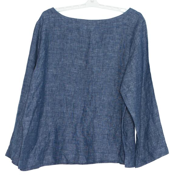Sigrid Olsen Top Linen Coastal Chambray Boxy Minimalist Boho Lagenlook Blue XL - Picture 2 of 7